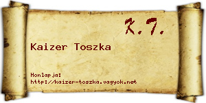 Kaizer Toszka névjegykártya